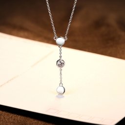 ネックレス 40+5cm アジャスター 引き輪 キュービックジルコニア シルバー925 ホワイト シルバー 小豆 アズキチェーン 一粒 揺れる ゆれる cn0062