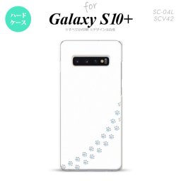 SC-04L SCV42 Galaxy S10+ スマホケース ハードケース 猫 足跡 白 クリア メンズ レディース nk-s10p-423