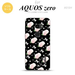 AQUOS zero アクオス ゼロ 801SH スマホケース カバー ソフトケース 花柄・バラ（G） 黒 イニシャル 対応 nk-801sh-tp257i[スマホ,スマホケース,スマホカバー,ケース,カバー,ジャケット]