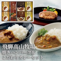 ギフト 飛騨高山牧場 「焼きハンバーグ＆ビーフカレーセット」 グルメ 洋食 牛肉 ビーフ レトルトカレー 総菜 常温保存 食べ物 ラッピング のし対応 電報 祝電 お祝い プレゼント 贈り物 贈答用 お中元 夏ギフト お歳暮 冬ギフト お返し お礼 挨拶 粗品 結婚式 結婚祝い 出産祝い 内祝い 誕生日 還暦 長寿祝い チョコ以外 入学祝い 2026 母の日 父の日 敬老の日 