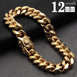 ステンレス 316L チェーンブレスレット 18k gp 18金 喜平チェーン B系 ヒップホップ HIPHOP マイアミキューバンチェーンブレスレット 幅10mm 父の日