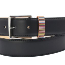 ポールスミス　Paul Smith　ベルト　M1A-4950-BMULKE　34インチ（約85～95cm)　ブラック　＆マルチストライプループ　牛革　レザー　 Men Belt M Strp Keeper 　※サイズ調整不可タイプ