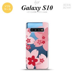 SC-03L SCV41 Galaxy S10 スマホケース ソフトケース 花柄 サクラ B 赤 メンズ レディース nk-s10-tp056