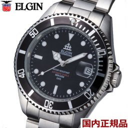 ELGIN エルジン 機械式腕時計（自動巻き）オートマチック ウォッチ メンズ・男性用 20気圧ダイバーズ シルバー x ブラック FK1405S-B バレンタイン クリスマス 結婚記念日 還暦祝い 入学 卒業 入社祝い 退職 プレゼント ギフト 贈り物 恋人 夫婦 父の日 敬老の日