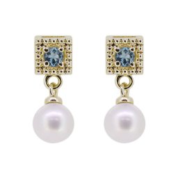 真珠 ピアス レディース 淡水パール k18 ピンク イエロー シンプル アクアマリンサンタマリア 18k 母の日 2024
