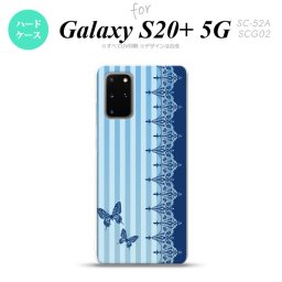 SC-52A SCG02 Galaxy S20+ 5G スマホケース ハードケース バタフライ 蝶 レース 青 メンズ レディース nk-s20p-1283