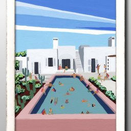夏の風景 ハワイ Hawaii プール A3 サイズ ポスター アート おしゃれ 絵画 インテリア 北欧 イラスト マット紙 艶消し アートパネル 額 フレーム デザイン 壁掛け ギフト 新築祝い ディスプレイ 引越し祝い　新生活　空間デザイン