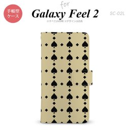 Galaxy Feel 2 手帳型 スマホ ケース カバー ギャラクシー トランプ(スペード) ベージュ×黒【ギャラクシー フィール 2,Galaxy,Feel,2,docomo,ドコモ,メール便 送料無料】