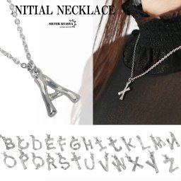 竹 イニシャルネックレス シルバー アルファベット 小ぶり 26英文字 initial A~Z お洒落 ステンレス 金属アレルギー対応 竹節 ペンダント