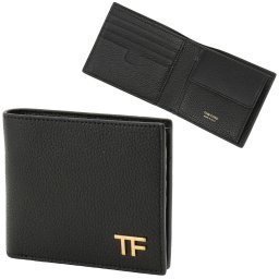 トムフォード TOM FORD 財布 二つ折り財布 折りたたみ財布 小銭入れ付き YT278 LCL158G 1N001 bwtd00042m SOFT GRAIN LEATHER T LINE CLASSIC BIFOLD WALLET WITH COIN SLOT BLACK ブラック