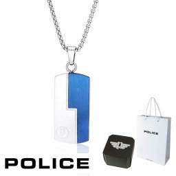 正規品 ポリス POLICE ペンダント ネックレス GENERA 26393PSSN 26393PSSN3 ステンレス 316L サージカルステンレス シルバー ブルー 銀 青 プレート メンズ 芸能人 着用 モデル カタログ 掲載 モデル 男性 ギフト プレゼント おすすめ 誕生日 クリスマス バレンタイン お祝い