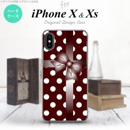 【iPhoneX】【スマホケース/スマホカバー】【アイフォンX】iPhoneX スマホケース カバー アイフォンX ドット・リボン 赤茶 nk-ipx-301【メール便送料無料】