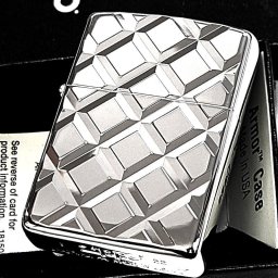 ZIPPO アーマー ジッポ ライター 深彫り ダイヤカット 鏡面仕上げ シルバー 両面同加工 かっこいい 重厚 高級 メンズ レディース ギフト 動画有り