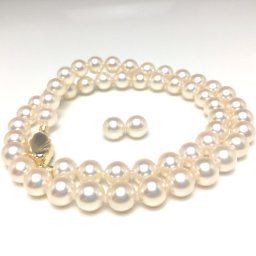 真珠 ネックレス パール 鑑別 アコヤ真珠 イヤリングorピアス セット 7.0-7.5mm シャンパンピンクゴールド シルバー クラスップ 73514 イソワパール