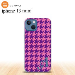 iPhone13mini iPhone13 mini ケース ソフトケース 千鳥 格子 大 紫 +アルファベット iPhone ミニ 5.4インチ  おしゃれ かわいい メンズ レディース キッズ デザインたくさん nk-i13m-tp922i