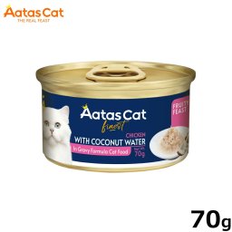 アタス Aatas キャットフード フルーティーフィースト チキンwithココナッツウォーター 70g 無添加 穀物不使用 グレインフリー 全年齢用 全猫種 トッピング 猫缶