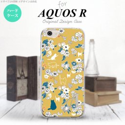 【SH03J】【スマホケース/スマホカバー】【アクオス R】SH03J スマホケース AQUOS R ケース アクオス R イニシャル 猫と花 黄 nk-sh03j-1721ini【メール便送料無料】