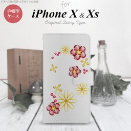 iPhone XS 手帳型 スマホ ケース カバー アイフォン 花柄・ミックス(E) 白【アイフォーン XS,iPhone,XS,メール便 送料無料】