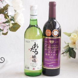 おたる生葡萄100%ナイアガラワインと国産ワイン2本セット(おたる醸造ナイアガラ白ワイン720ml樽熟成松本メルロ赤ワイン フルボディ(山梨県)750ml