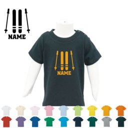 スキーヤー3  名入れTシャツ/ベビー服、キッズ服、お名前、子供服、キッズウェア、こども服、入園、入学、新学期、幼稚園、保育園、小学校、、夏服【ネコポス発送可】【cf_bst】雪　冬　板　ブーツ　ポール