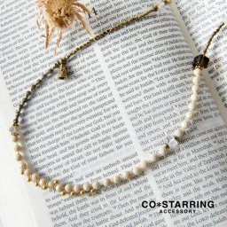 【CO＊STARRING コ・スターリング】天然石 ミックス ロングネックレス (ov-line-004) レディース アクセサリー ショート 2way 調節可 おしゃれ カジュアル フォーマル クリスマス 母の日 ギフト プレゼント