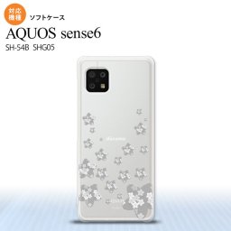 SH-54B SHG05 AQUOS sense6 スマホケース ソフトケース 花柄 サクラ D クリア グレー メンズ レディース nk-sens6-tp187