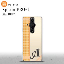 Xperia PRO I Xperia PRO-I スマホケース 背面ケースソフトケース チェック ボーダー オレンジ +アルファベット 背面カバー android nk-xproi-tp1602i