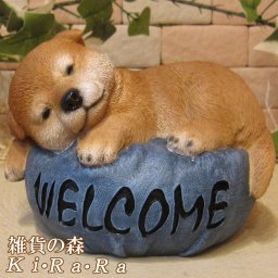 犬　置物 リアル　柴犬　お昼寝中　青クッション　いぬ　動物オブジェ　ガーデン　オーナメント　店舗　カウンター　装飾　オブジェ　インテリア　玄関先　庭　犬好きさん人気ギフト　動物人気ギフト　クリスマスプレゼント　お誕生日祝い　母の日人気　父の日人気　敬老の日人気