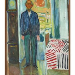 エドヴァルド ムンク 自画像、時計とベッドの間 A3 サイズ ポスター アート おしゃれ 絵画 インテリア 北欧 イラスト マット紙 艶消し アートパネル 額 フレーム デザイン 壁掛け ギフト 新築祝い ディスプレイ 引越し祝い　新生活　空間デザイン 