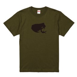 オリジナル アニマルＴシャツ「カエルシルエット」カエル 蛙 両生類（シティグリーン）
