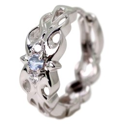 フープピアス クロス ピアス アクアマリンサンタマリア 片耳 中折れ式 透かし メンズ レディース プラチナ フープ フレイム 炎