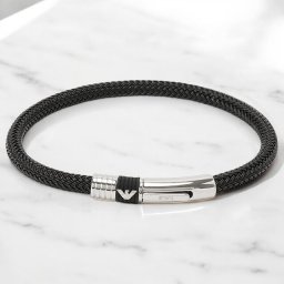 エンポリオアルマーニ EMPORIO ARMANI EGS1624001 / EGS1624001 19 イーグルロゴ ブレスレット ブラック/シルバー メンズ アクセサリー EAGLE LOGO BRACELET