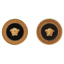ヴェルサーチ ピアス VERSACE DG27256-DJMR-K41T メドゥーサ グレカ ラウンド レジン スタッド アクセサリー ゴールド ブラック