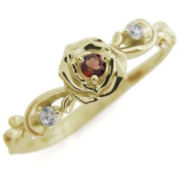 18金 リング ガーネット レディース 18k ローズ フラワー バラの指輪 アラベスク おしゃれ 女性用 指輪 k18