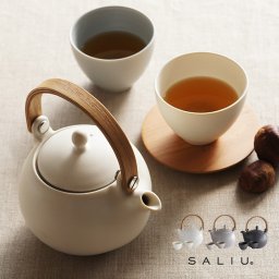 SALIU 結 YUI 土瓶急須ギフト[急須セット 湯呑みセット 湯呑み茶碗セット ペア おしゃれ セット 夫婦 ギフト 日本製 マット 結婚祝い 美濃焼 日本茶 茶器セット サリュウ 北欧 かわいい 湯飲みセット 湯のみ茶碗] 即納
