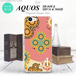 【SHV34】【スマホケース/スマホカバー】【アクオス セリエ】SHV34 スマホケース AQUOS SERIE ケース アクオス セリエ イニシャル エスニック花柄 ピンク×ベージュ nk-shv34-1582ini【メール便送料無料】