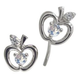 林檎・ピアス・ロイヤルブルームーンストーン・18金・りんご・ピアス
