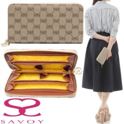 SAVOY サボイ 長財布 ラウンドファスナー ベージュ・イエロー プレミアムライン 