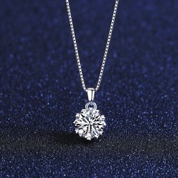 ネックレス 1Carat モアサナイト シルバー925 引き輪 40+5cm アジャスター ホワイト シルバー 人気 ベネチアンチェーン ラウンド 大粒 一粒 6本爪 揺れる msn002