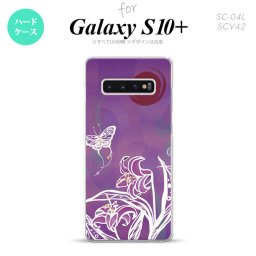 SC-04L SCV42 Galaxy S10+ スマホケース ハードケース 蝶と花 紫 メンズ レディース nk-s10p-1543