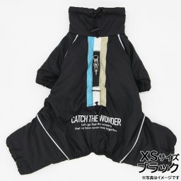 GEWALK（ジウォーク） ドリズル サーマル オーバーオール XS ブラック 犬 ドッグウェア 洋服 撥水 快適 暖かい 超小型犬