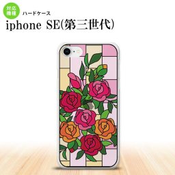 iPhoneSE 3 iPhoneSE 3 背面ケース カバー ステンドグラス風 おしゃれ バラ ピンク ステンドグラス風 かわいい おしゃれ 背面ケース nk-ise3-sg12