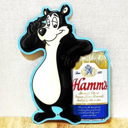 ブリキ看板  Hamm’s Bear ハムズベア アメリカン 雑貨 ダイカット エンボスメタルサイン ビール かわいい ビンテージ インテリア アンティーク 壁掛け プレート おしゃれ 壁飾り バー カフェ 店舗