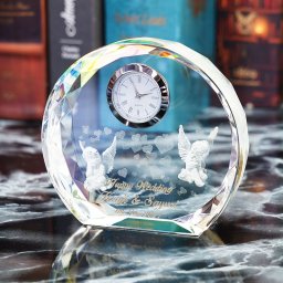  記念品 結婚祝 誕生祝 退職祝 還暦祝 3Dクリスタルファンタジークロックエンジェル SFC-7 名入れ無料