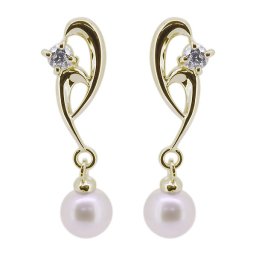 揺れる パール ピアス 18k シンプル 真珠 淡水パール ダイヤモンドピアス レディース 母の日 2024