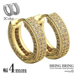 ピアス メンズ フープ ゴールド キラキラ 18K 金 パヴェ CZ ジルコニア AAA シルバー 銀色 ヒップホップジュエリー レディース 宝石 ジュエリー 20G 両耳 2点 イヤリング 男性 女性