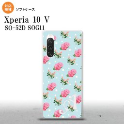Xperia10V Xperia10V スマホケース 背面ケースソフトケース 花柄 バラ ドット 水色 +アルファベット 2023年 7月発売 nk-xp105-tp241i