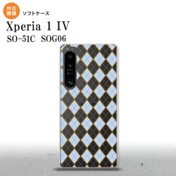 SO-51C SOG06 XPERIA 1 IV Xperia 1 IV スマホケース 背面ケースソフトケース アーガイル クリア 青 メンズ レディース nk-xp14-tp1414