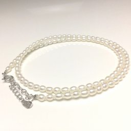真珠 ネックレス パール 淡水真珠 3.0-3.5mm ホワイト シルバー アジャスター 70077 イソワパール