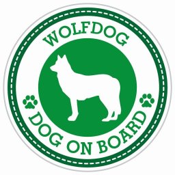 セーフティサイン ステッカー Dog on board WOLFDOG ウルフドッグ グリーン 直径13cm あおり運転 対策 カーステッカー 煽り運転対策 自動車用 屋外 屋内 防水 かわいい おしゃれ 安全対策 カーサイン 肉球マーク